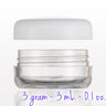 Clear Sample Jar with White Cap - 3 gram - 3 mL. - 0.1 oz. / 200 per Bag X 3 Bags = 600 Assembled Sample Jars