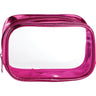 Clear Sided Metallic Cosmetic Bag - Pink - 6" x 2" x 3" / Pack of 24