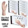 Clear Vinyl Disposable Gloves - SMALL / Clear Color / 3 Mil Thickness / 100 per Box / Case of 10 Boxes = 1,000 Gloves