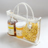 Clear Vinyl Tote with Rope Handle and White Trim - 8" x 6.25" x 1.5"