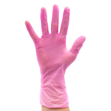 Colortrak Disposable Pink Vinyl Gloves - X-LARGE / 100 Pack