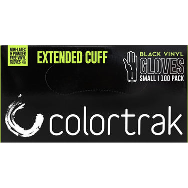 Colortrak Extended Cuff Vinyl Gloves - Black - Medium / 100 Count