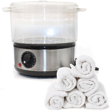 Compact Design Towel Steamer 110V - Easily Portable - Includes 6 Towels - Set