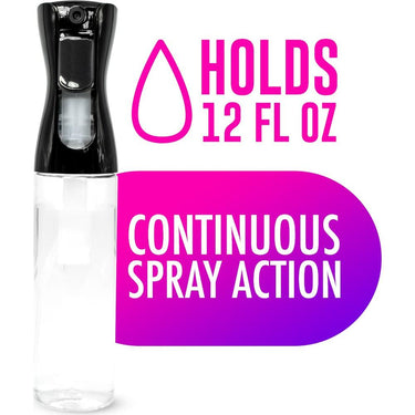 Continuous Mist Spray Bottle - Black/Clear / 12 oz.