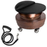 Copper Pedicure Bowl Bundle - Includes Copper Pedicure Bowl + Roll-Up Pedestal Cart + Padded Footrest + Splashguard Lid + Leash by Living Earth Crafts