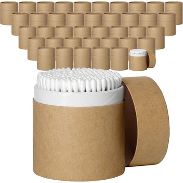 Cotton Swabs Packed in Paperboard Cylinder Containers / Dual Ended Round Tip Swabs with Paper Handles / Case of 40 Cylinders X 200 Swabs Each = 8,000 Swabs