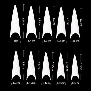 Cre8tion Nail Tips - #02 Long Stiletto - Natural / Divider Box of 600 Pieces
