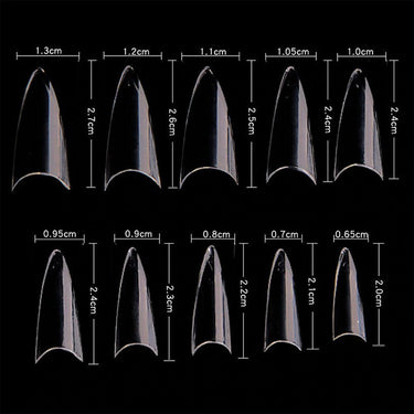 Cre8tion Nail Tips - #03 Short Stiletto - Clear / Divider Box of 500 Pieces