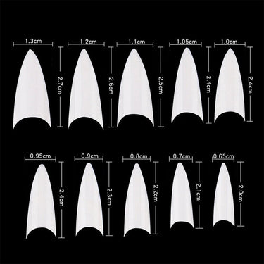Cre8tion Nail Tips - #03 Short Stiletto - Natural / Divider Box of 500 Pieces