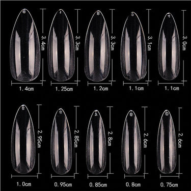 Cre8tion Nail Tips - #05 Long Almond - Clear / Divider Box of 500 Pieces