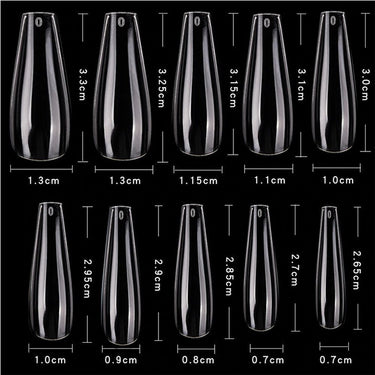 Cre8tion Nail Tips - #06 Coffin - Clear / Divider Box of 600 Pieces