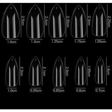 Cre8tion Nail Tips - #07 Short Almond - Clear / Divider Box of 500 Pieces