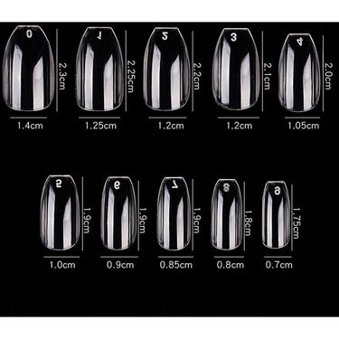 Cre8tion Nail Tips - #08 Long Almond - Clear / Divider Box of 500 Pieces