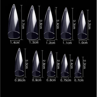 Cre8tion Nail Tips - #09 Super Curve Stiletto - Clear / Divider Box of 500 Pieces