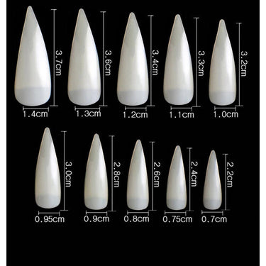 Cre8tion Nail Tips - #09 Super Curve Stiletto - Natural / Divider Box of 500 Pieces