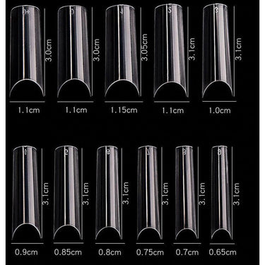 Cre8tion Nail Tips - #11 Long Straight - Clear / Divider Box of 550 Pieces