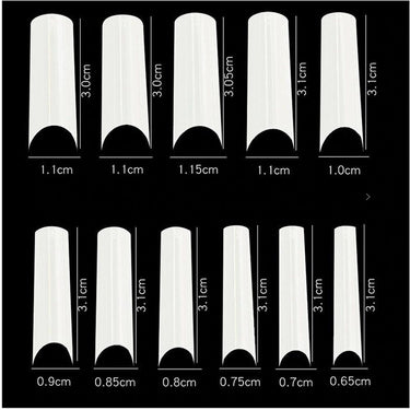 Cre8tion Nail Tips - #11 Long Straight - Natural / Divider Box of 550 Pieces