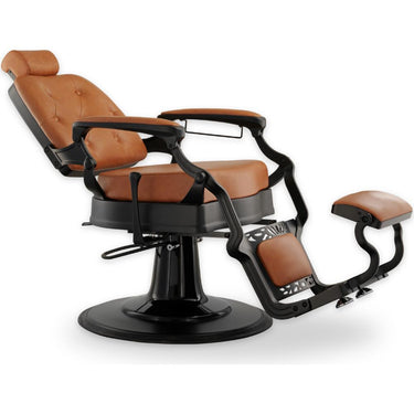 Crosby Vintage Style Barber Chair / Camel with Black Finish by Hans Equipment