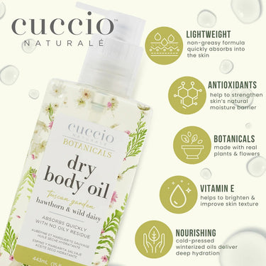 Cuccio Dry Body Oil - Tuscan Garden - Hawthorn & Wild Daisy / 15 oz.