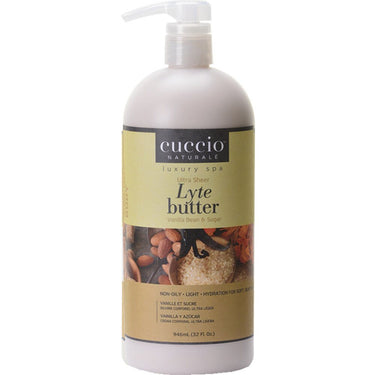 Cuccio Ultra Sheer Non Oily Lyte Butter - Vanilla Bean & Sugar - for Hands, Feet & Body / 32 oz.