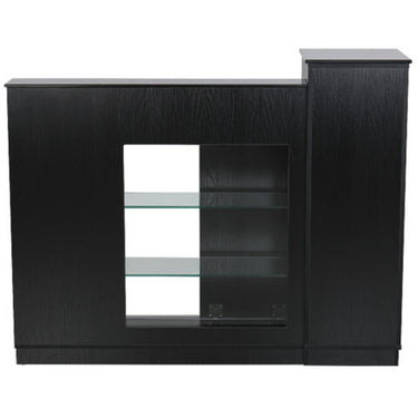 Dallas Reception Desk with Retail Display Case / Black with Silver Accents by HANS Equipment
