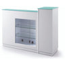 Dallas Reception Desk with Retail Display Case / White with Silver Accents by HANS Equipment
