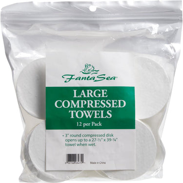 Deluxe Compressed Towels - Expand to 27" x 39" Each - Bag of 12 by Fantasea