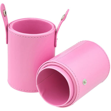 Deluxe Leather Cosmetic / Nail Brush Holder - Pink - Each