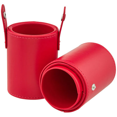 Deluxe Leather Cosmetic / Nail Brush Holder - Red - Each