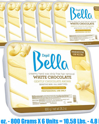 Depil Bella Hard Wax White Chocolate / 28.2 oz. - 800 grams X 6 Units = 10.58 lbs. - 4.8 Kilos