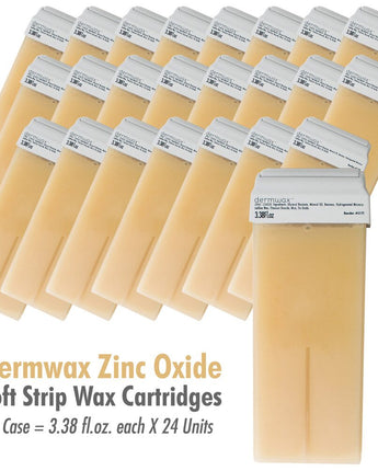 Dermwax Zinc Oxide Soft Strip Wax Cartridges / 3.38 fl.oz. each X 24 Units by Dermwax