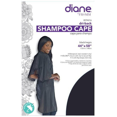 Diane Dri-Back Shampoo Cape - Black - Waterproof / 44" x 58"