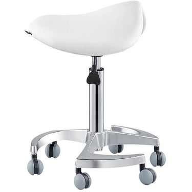 DIR Harmony Medical Saddle Stool - WHITE / 22" - 29.125" Adjustable Seat Height + 6 Wheel Base