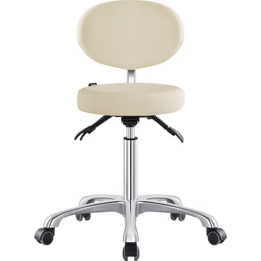 DIR Polaris Rolling Stool - BEIGE / 21" - 29" Adjustable Seat Height + 5 Wheel Base