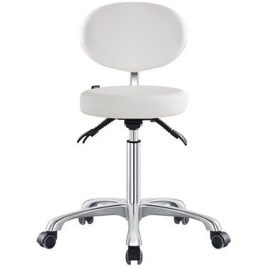 DIR Polaris Rolling Stool - WHITE / 21" - 29" Adjustable Seat Height + 5 Wheel Base