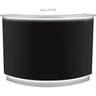 DIR Reception Desk Janus with LED Lighting - Curved L-Shaped - Mix and Match 1/4" Round Center Desk + Retail Display Cabinet(s) + Storage Cabinet(s) - Available in Silver/White or Silver/Black