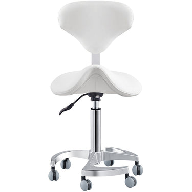 DIR Tao Saddle Stool - WHITE / 21" - 29" Adjustable Seat Height + 6 Wheel Base