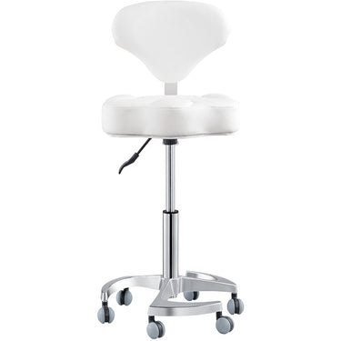 DIR Zen Adjustable Swivel Stool - WHITE / 21" - 28" Adjustable Seat Height + 6 Wheel Base