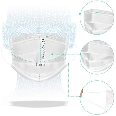 Disposable 3-Ply Earloop Face Masks - White / 100 Count MEGA Pack - Clinical White Color!
