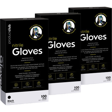 Disposable Black Nitrile Gloves - Large / 100 Count by Product Club