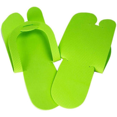 Disposable Fold Up Slip Resistant Slippers / Assorted Colors Green, Blue, Yellow, and Pink / Case of 360 Pair = 30 Packs of 12