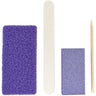 Disposable Mini Pedicure Kit / 4 Piece Kit - Pumice Sponge + Wooden Nail File 80 Grit + Nail Buffer 100 Grit + Wooden Orange Stick by DL Pro