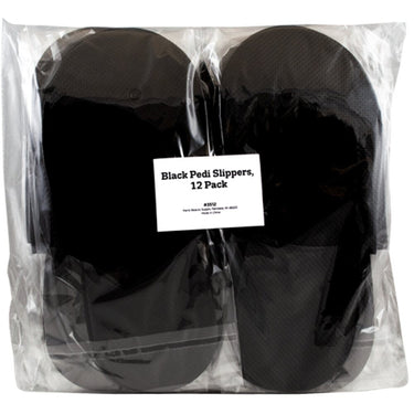 Disposable Pedi Slippers - Black / 12 Pack