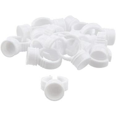 Disposable Plastic Ring for Nail Art, Eyelash Glue, Tattoo Ink - 1 Slot - Pack of 20 Pieces