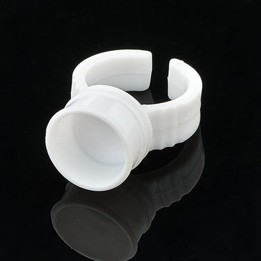 Disposable Plastic Ring for Nail Art, Eyelash Glue, Tattoo Ink - 2 Slots - Pack of 20 Pieces