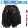 Disposable Single Use Men's Boxers - BLACK / Large-XL / 1 Pack - Individually Wrapped Men's Boxers by Dukal