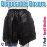 Disposable Single Use Men's Boxers - BLACK / Small-Medium / 1 Pack - Individually Wrapped Men's Boxers by Dukal