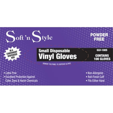 Disposable Vinyl Gloves - 100 Count Small by Soft 'N Style