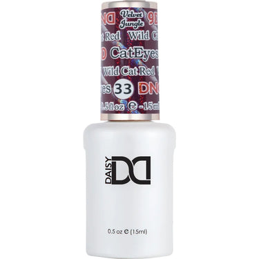 DND 9D Velvet Jungle Cat Eye Gel #33 - Wild Cat Red / 0.5 oz.