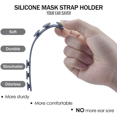 Ear Saver Mask Extenders - Soft Adjustable Silicone Straps Turn Ear Loop Masks to Head Strap Masks for Comfort / Set of 4